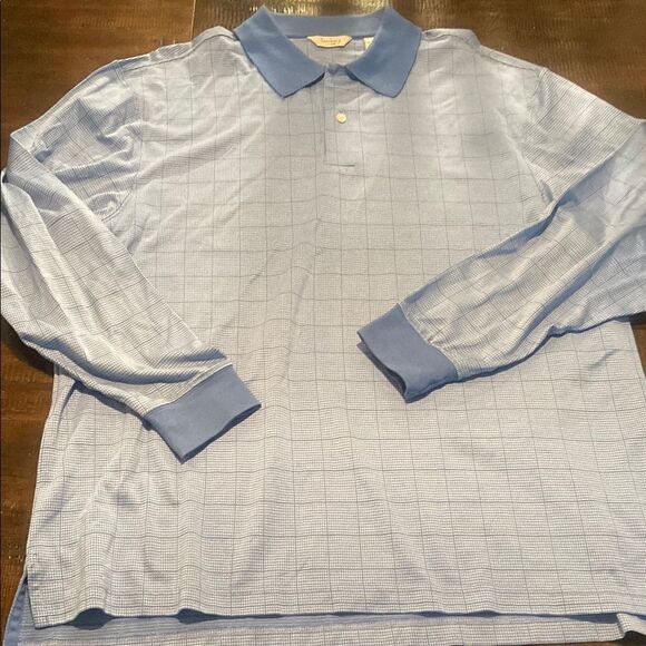 Men's Blue Turnbury Long sleeve Polo Shirt Size Large - Picture 1 of 6